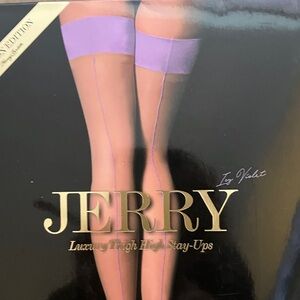 Honey Birdette Jerry Back Seam Thigh High StayUps Stockings Lilac Denier 20 S